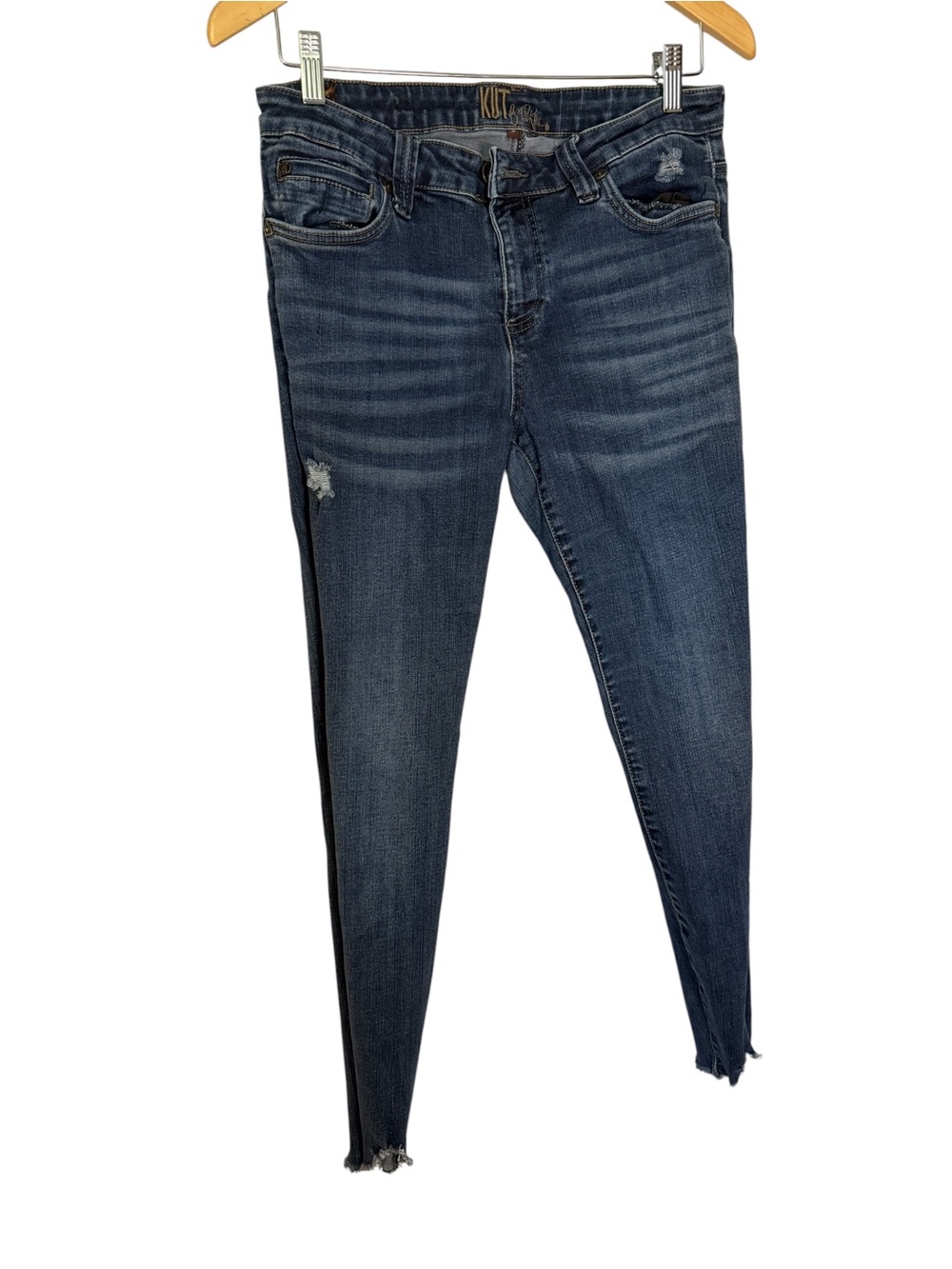 Kut from the Kloth Dark Indigo Skinny Jeans with Distressed Detail